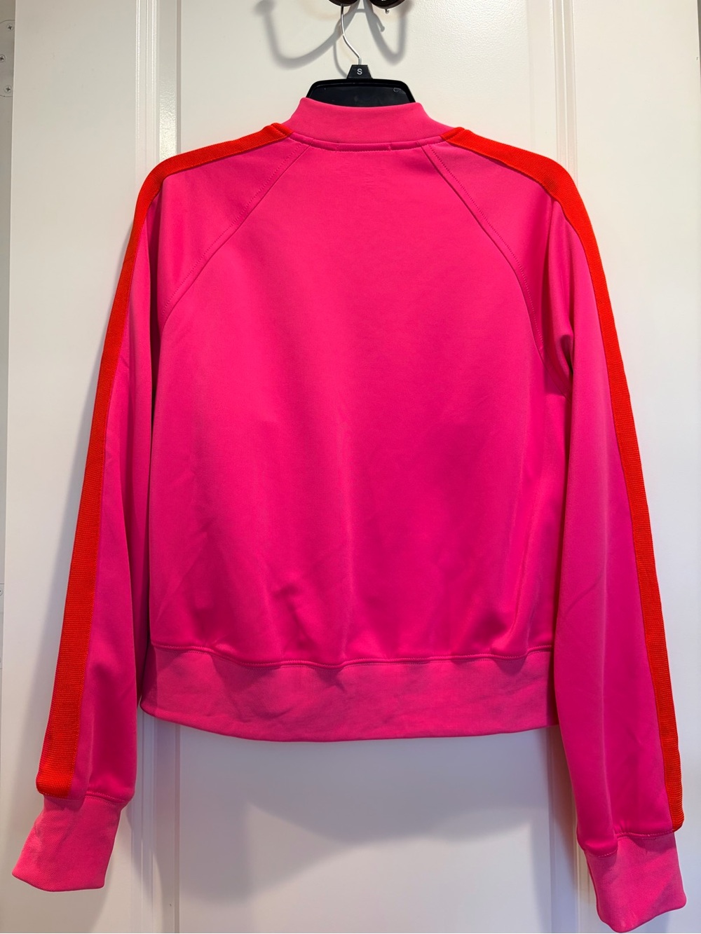 Pam & Gela Hot Pink Bomber Jacket with Black & Red Accents Size M Stretchy - Picture 2 of 4